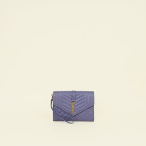 YSL Purple Mix Quilt Envelope Wristlet Clutch