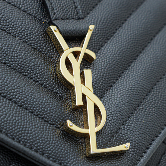 YSL Black Envelope Mix-Quilted Medium Bag