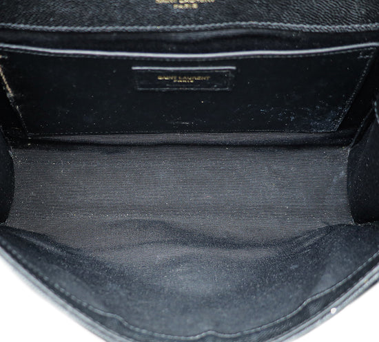 YSL Black Envelope Mix-Quilted Medium Bag