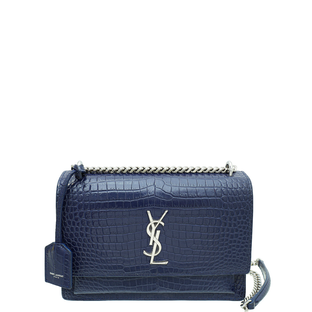 YSL Blue Sunset Croco Embossed Medium Bag-YSL-THE CLOSET