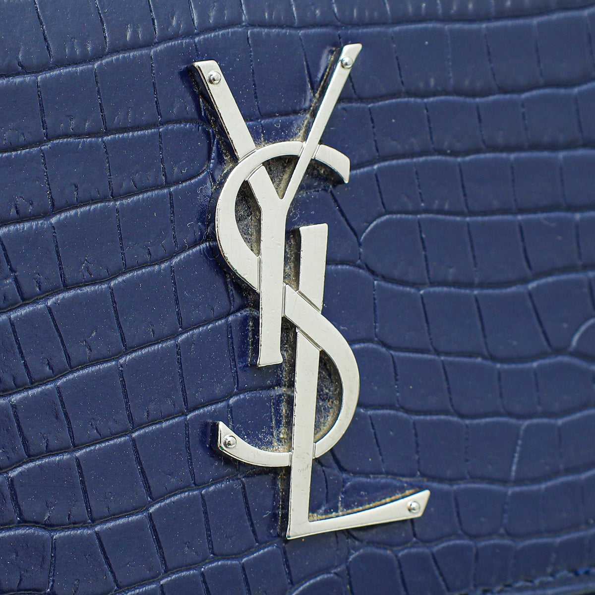 YSL Blue Sunset Croco Embossed Medium Bag