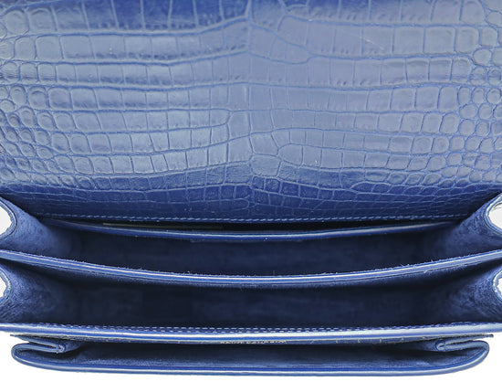 YSL Blue Sunset Croco Embossed Medium Bag