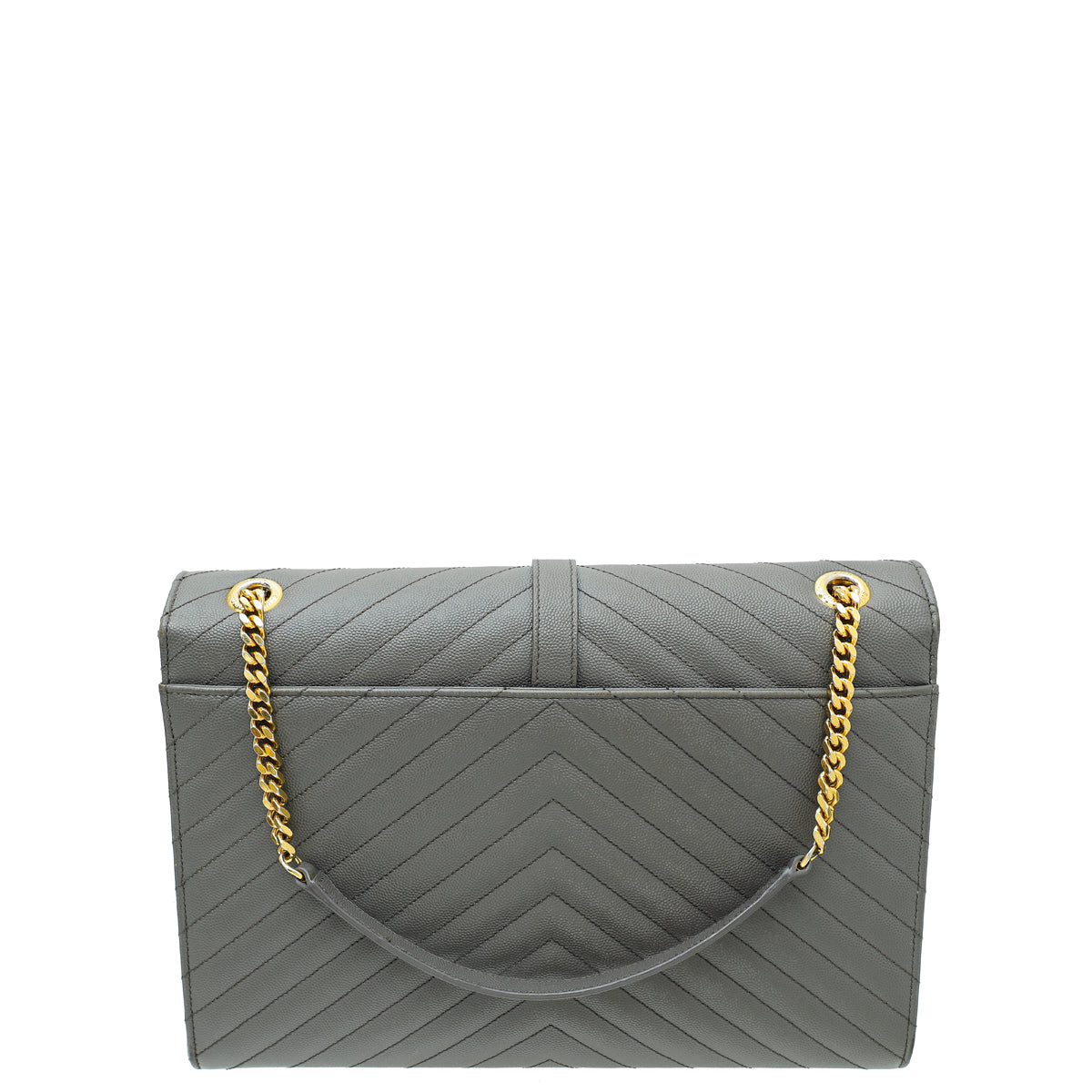 YSL Grey Monogram Chevron Satchel Large Bag-YSL-THE CLOSET