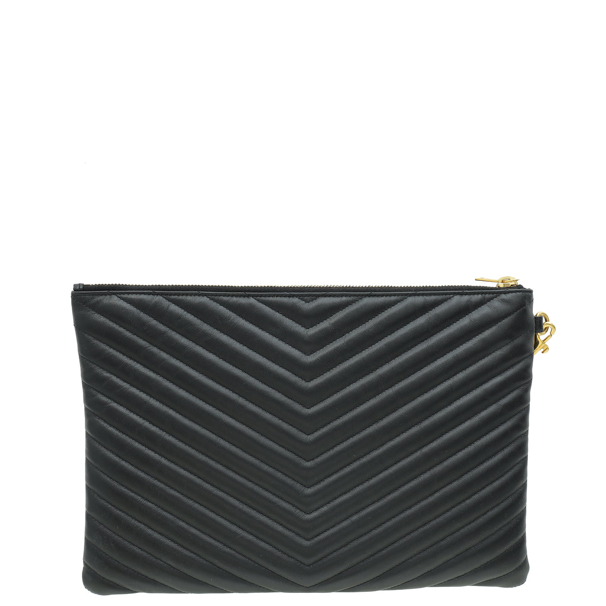 YSL Black Cassandre Chevron Tablet Pouch-YSL-THE CLOSET