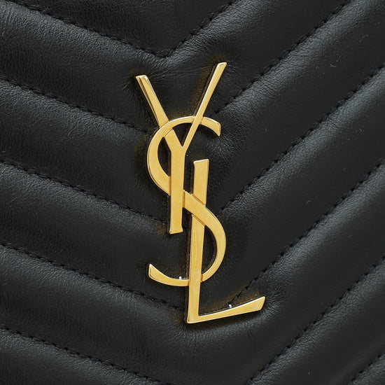 YSL Black Cassandre Chevron Tablet Pouch