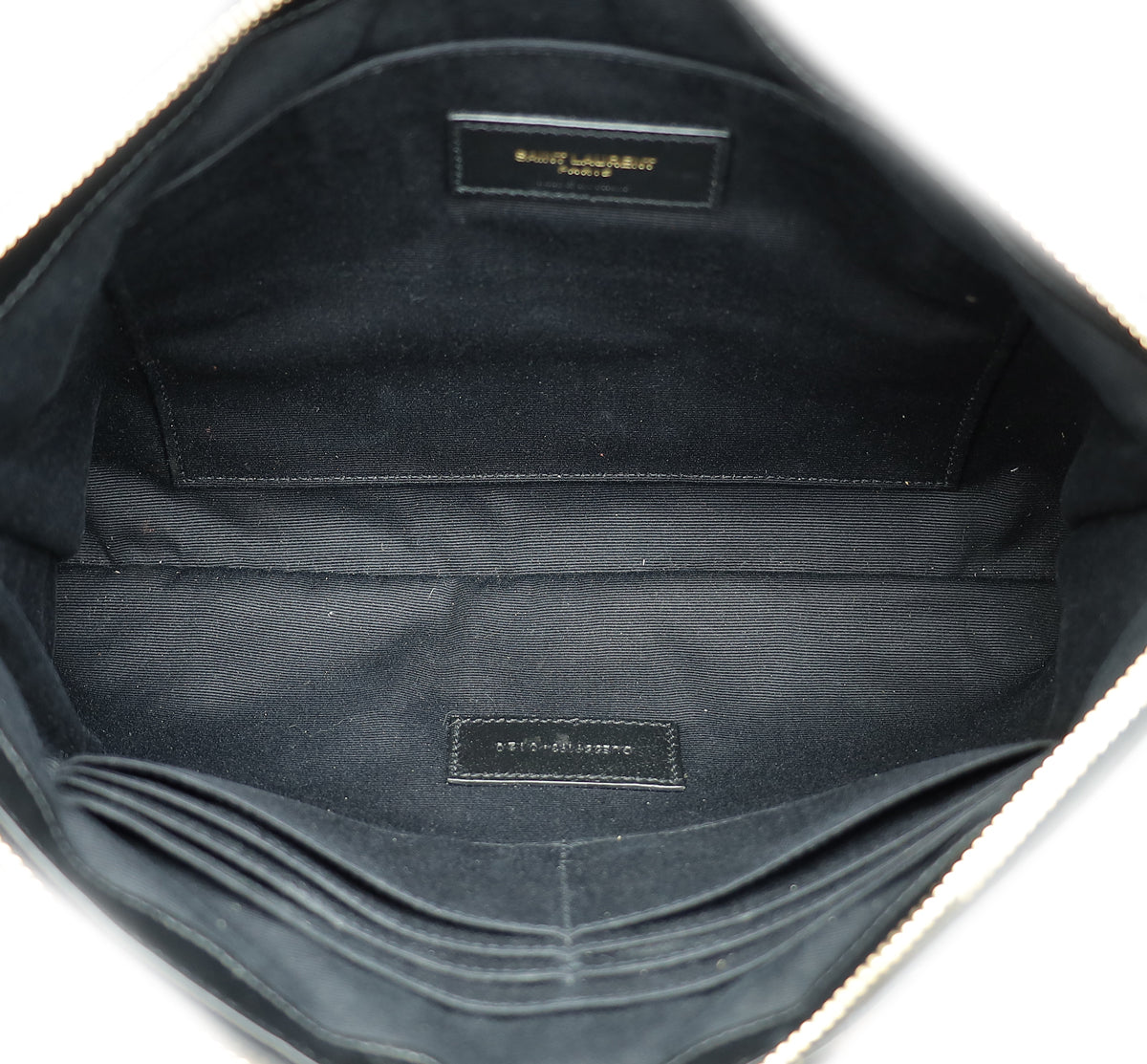 YSL Black Cassandre Chevron Tablet Pouch