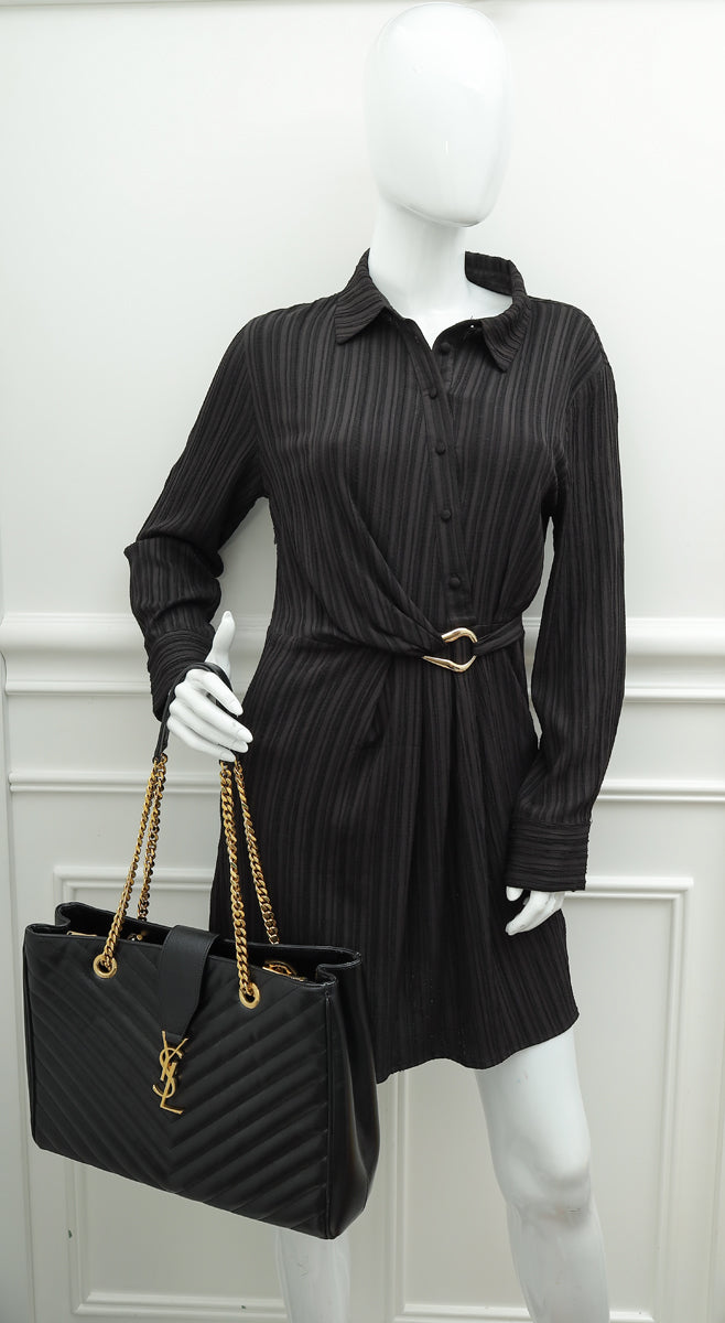 YSL Black Monogram Shopping Tote Large Bag