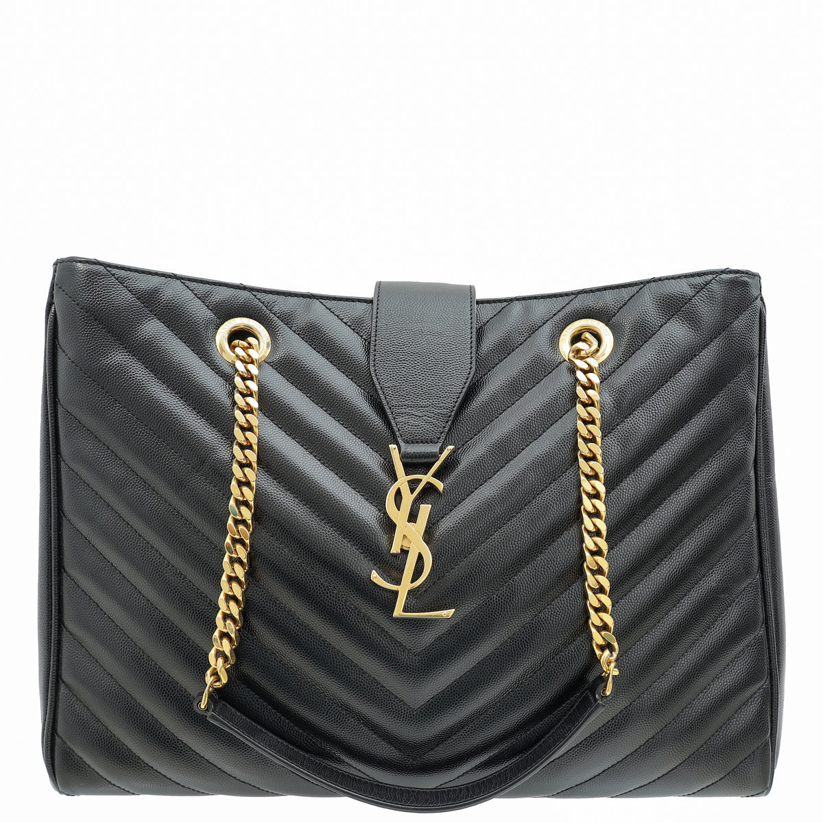 YSL Black Monogram Shopping Tote Large Bag