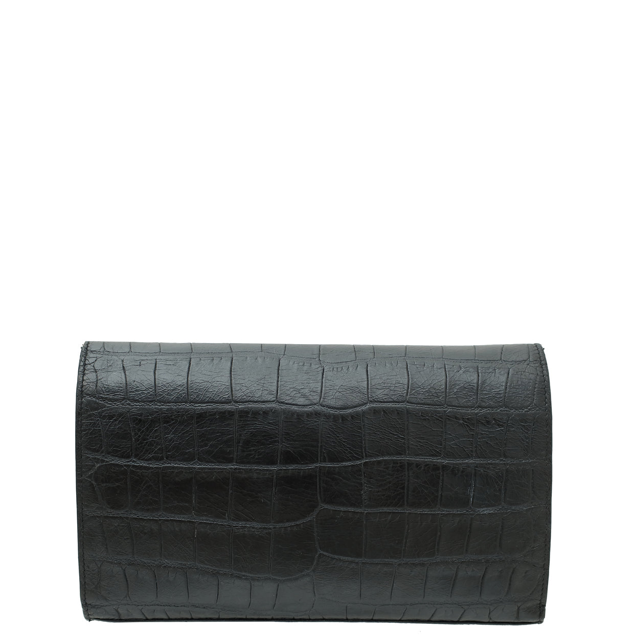 YSL Black Monogram Kate Croco Embossed Wallet On Chain-YSL-THE CLOSET