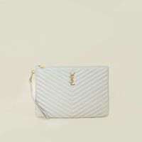 YSL Cream Cassandre Zip Tablet Case