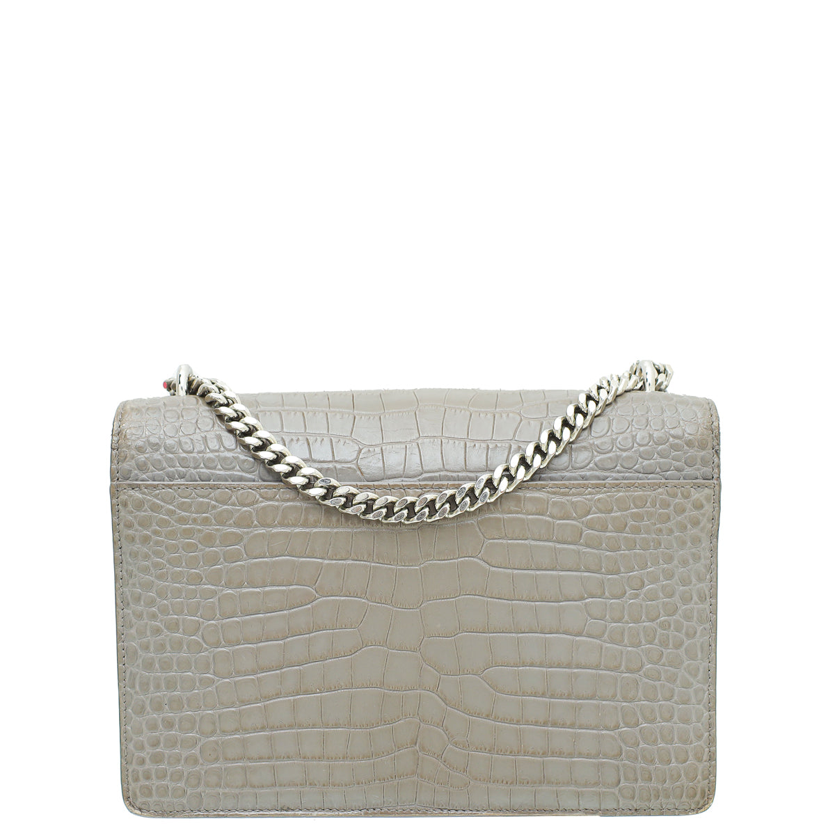 YSL Grey Croco Embossed Sunset Medium Bag-YSL-THE CLOSET