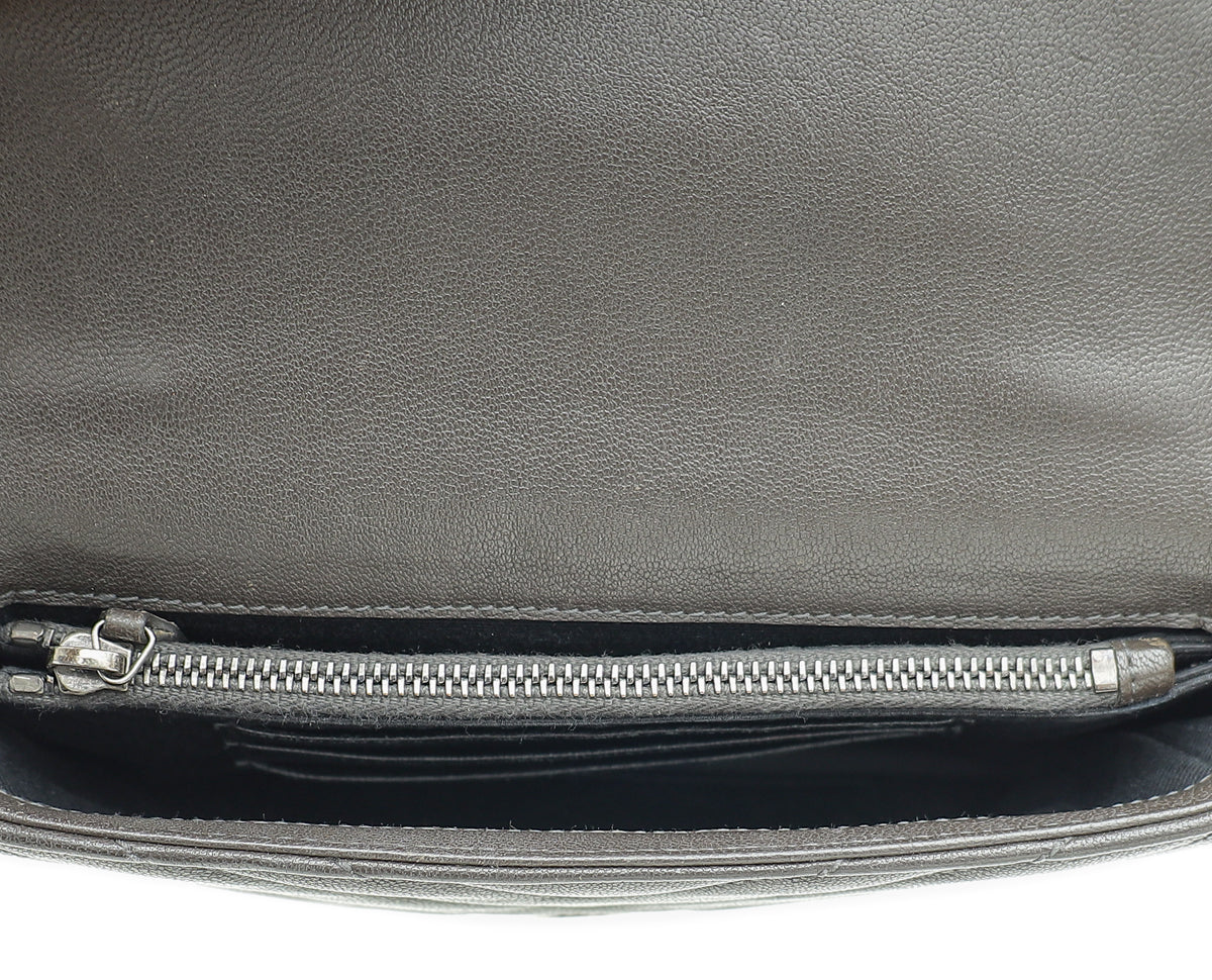 YSL Graphite Brown Monogram College Chain Wallet Bag
