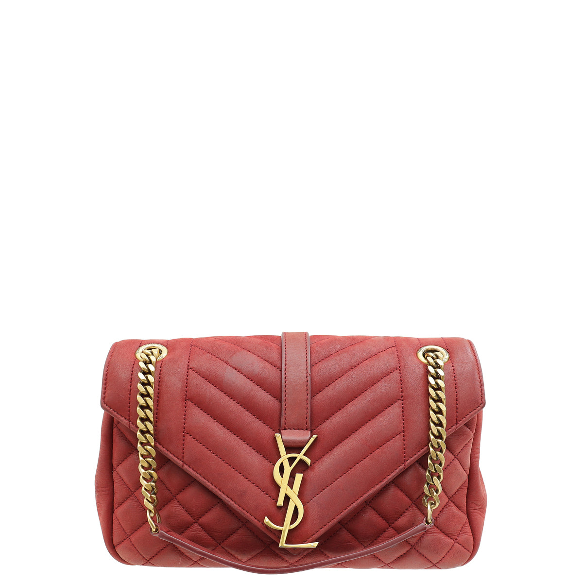YSL Red Chevron Soft Envelope Medium College Bag-YSL-THE CLOSET