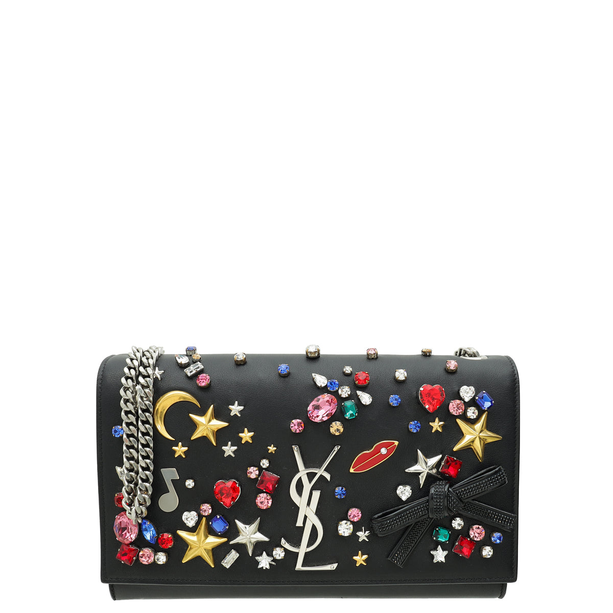 YSL Black Kate Embellished Crystal Medium Shoulder Bag-YSL-THE CLOSET