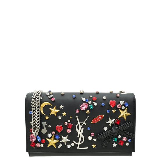 YSL Black Kate Embellished Crystal Medium Shoulder Bag