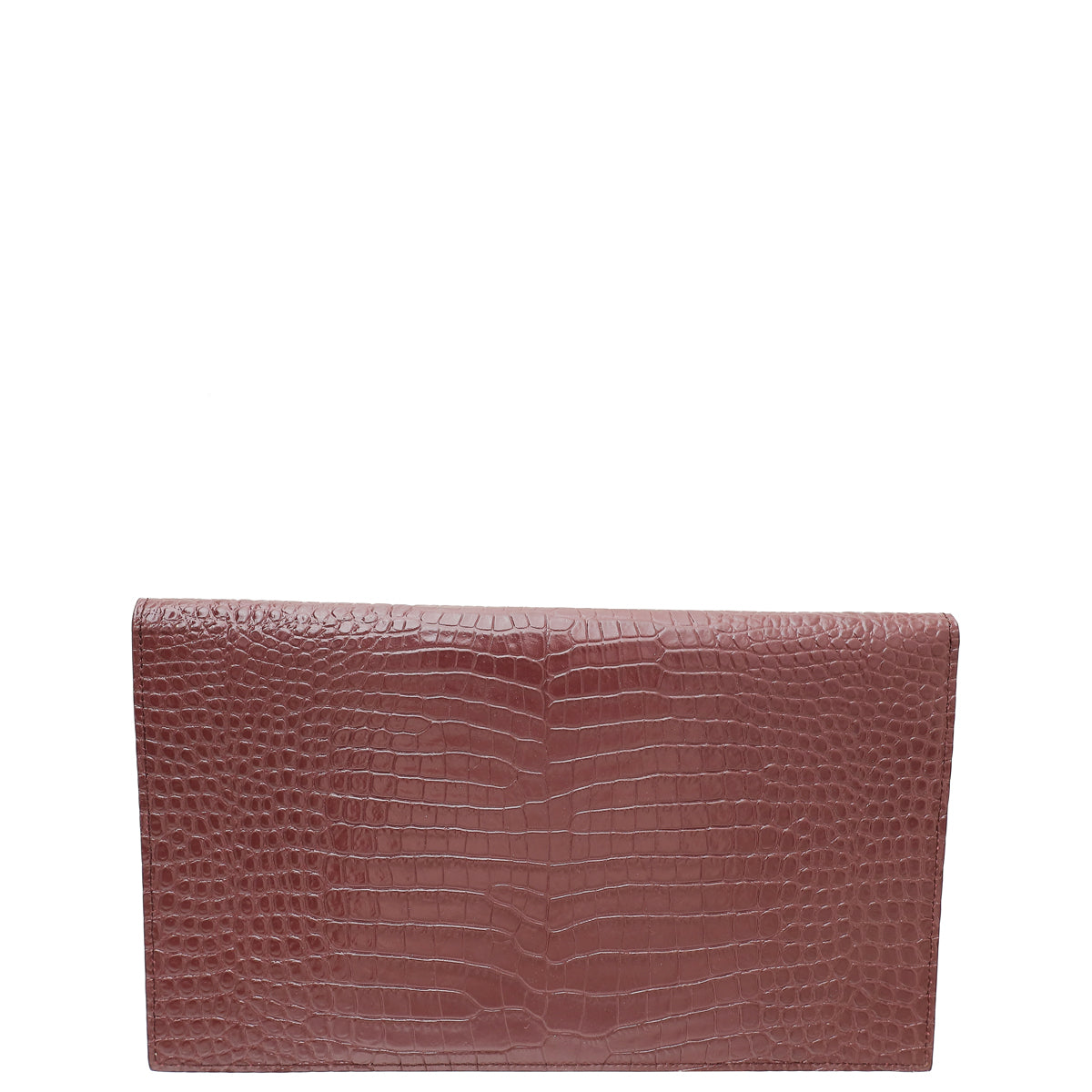 YSL Burgundy Croco Embossed Uptown Pouch-YSL-THE CLOSET