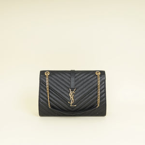 YSL Black Monogram Envelope Large Satchel Bag