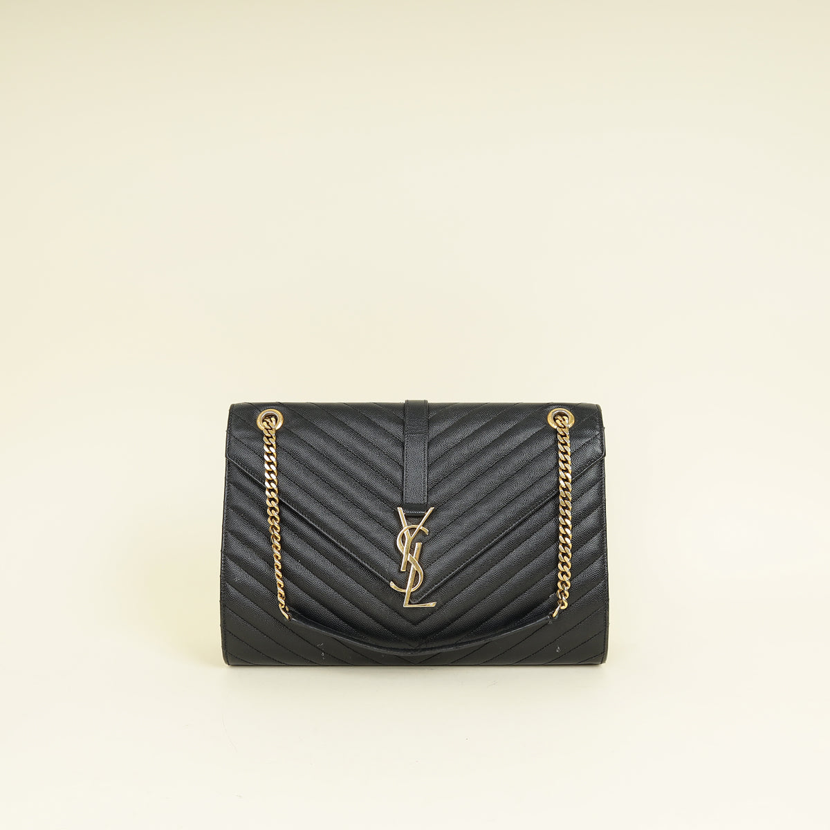 YSL Black Monogram Envelope Large Satchel Bag