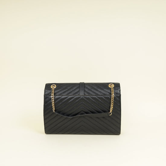 YSL Black Monogram Envelope Large Satchel Bag