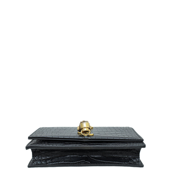 YSL Black Croc Embossed Kate Tassel Wallet On Chain