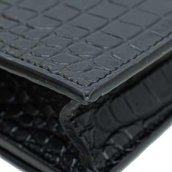 YSL Black Croc Embossed Kate Tassel Wallet On Chain