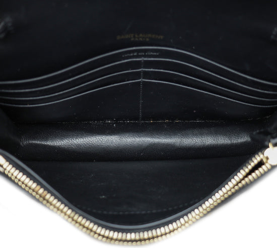 YSL Black Croc Embossed Kate Tassel Wallet On Chain