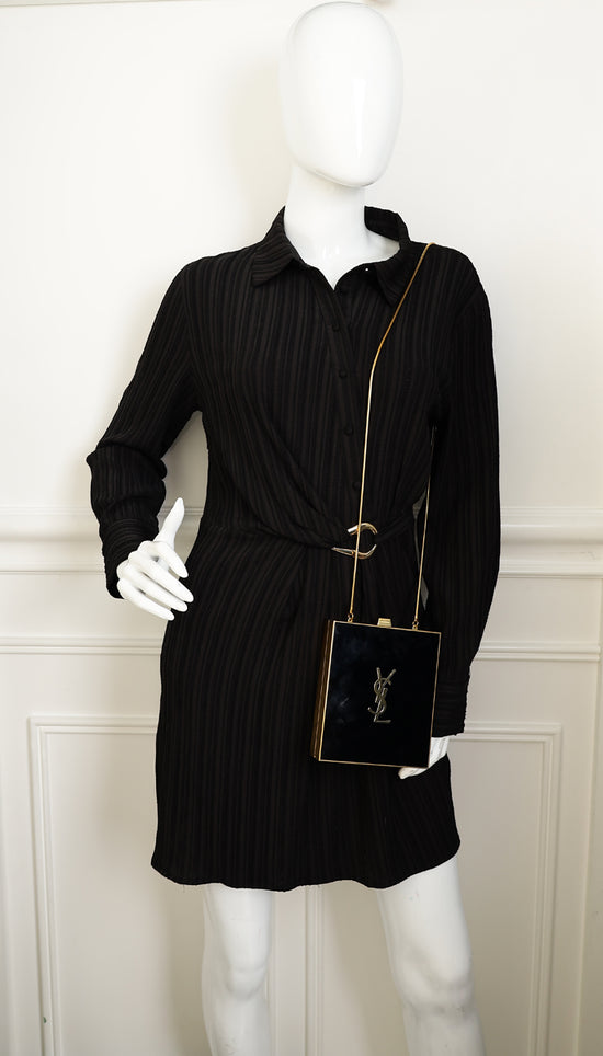 YSL Black Tuxedo Box Plexiglass Minaudiere Bag-YSL-THE CLOSET