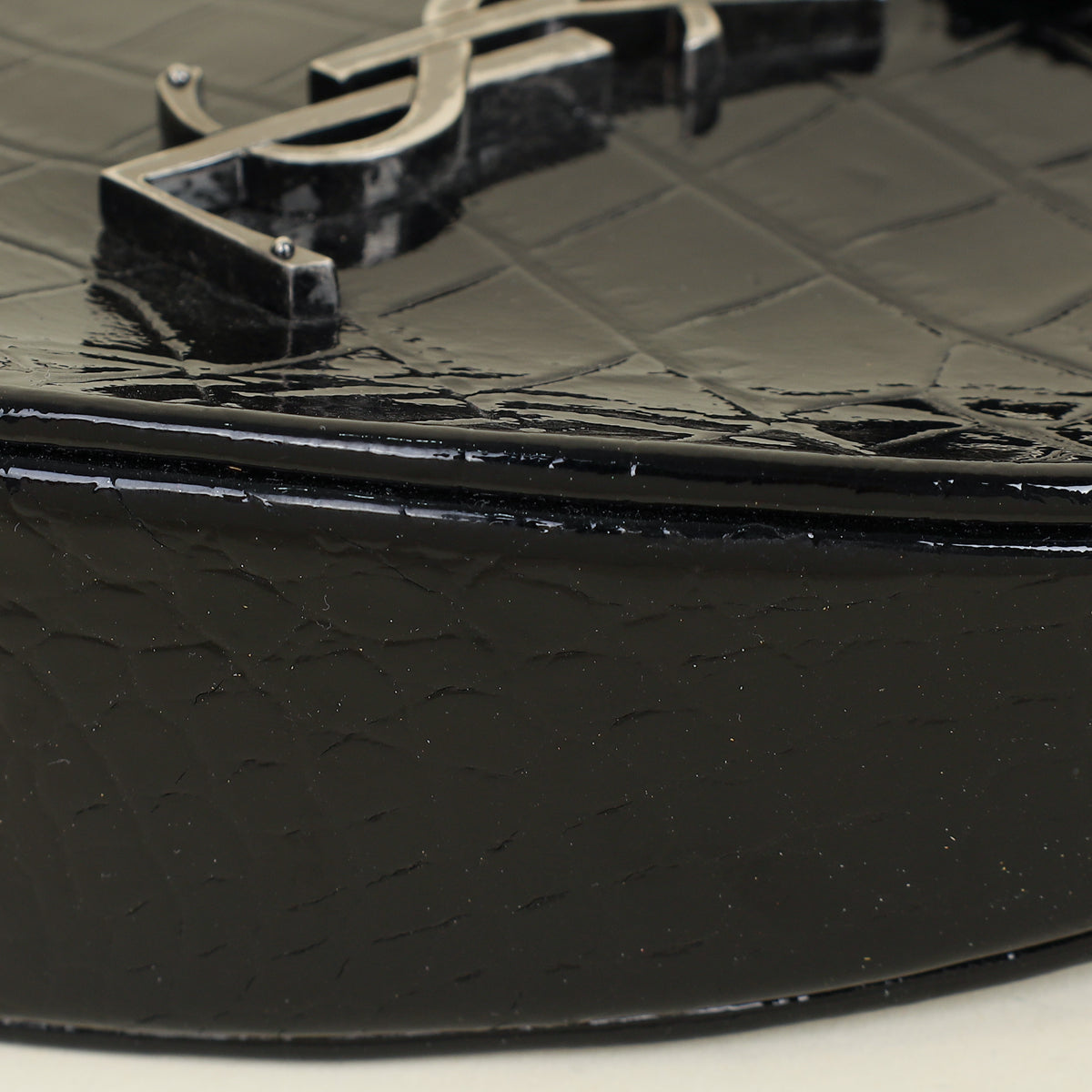 YSL Black Crocodile Embossed Heart Tassel Clutch-YSL-THE CLOSET