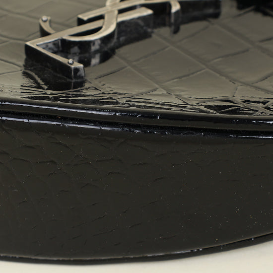 YSL Black Crocodile Embossed Heart Tassel Clutch-YSL-THE CLOSET