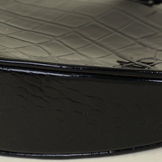 YSL Black Crocodile Embossed Heart Tassel Clutch-YSL-THE CLOSET