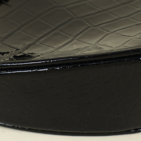 YSL Black Crocodile Embossed Heart Tassel Clutch-YSL-THE CLOSET