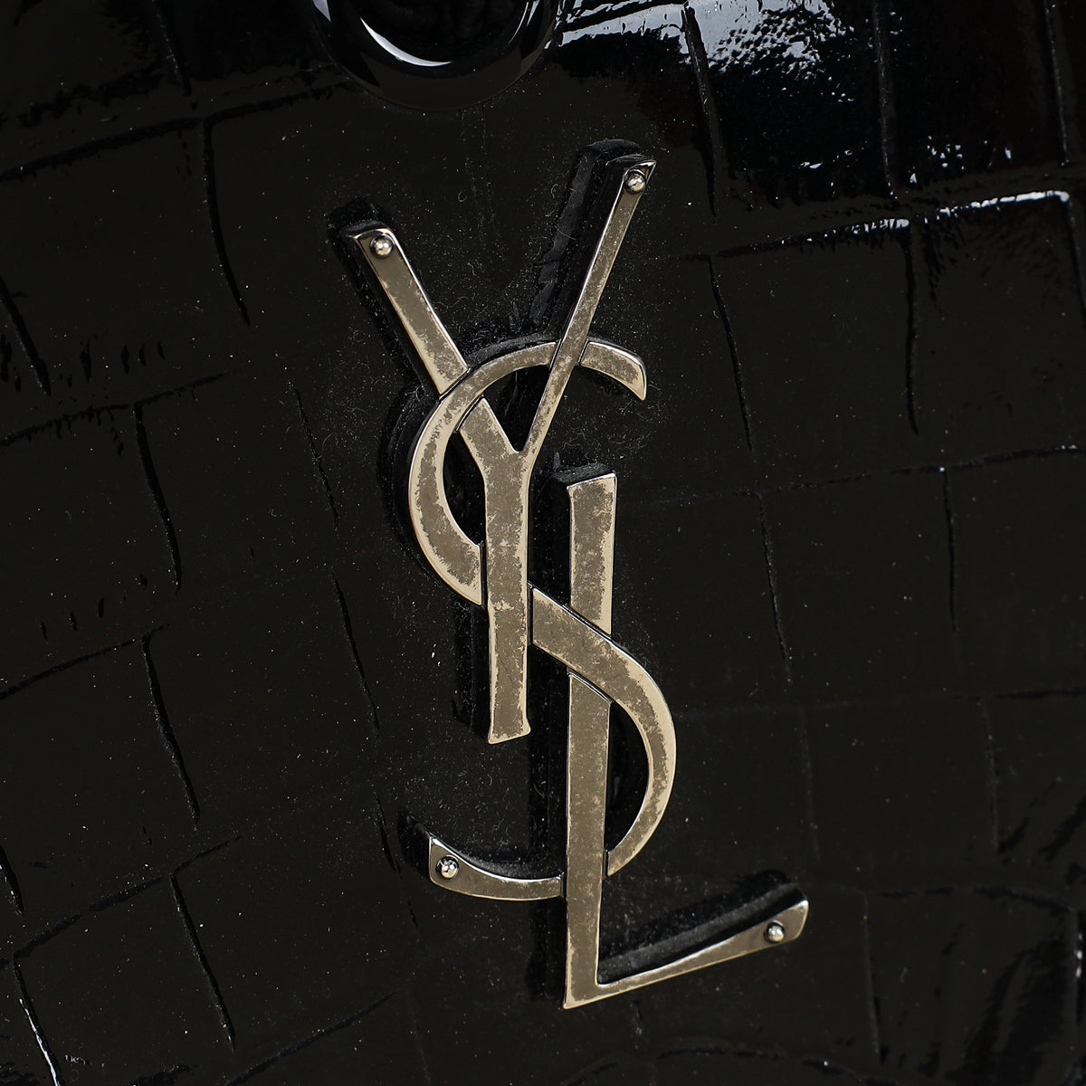 YSL Black Crocodile Embossed Heart Tassel Clutch-YSL-THE CLOSET