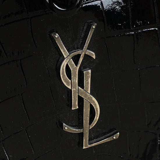 YSL Black Crocodile Embossed Heart Tassel Clutch-YSL-THE CLOSET