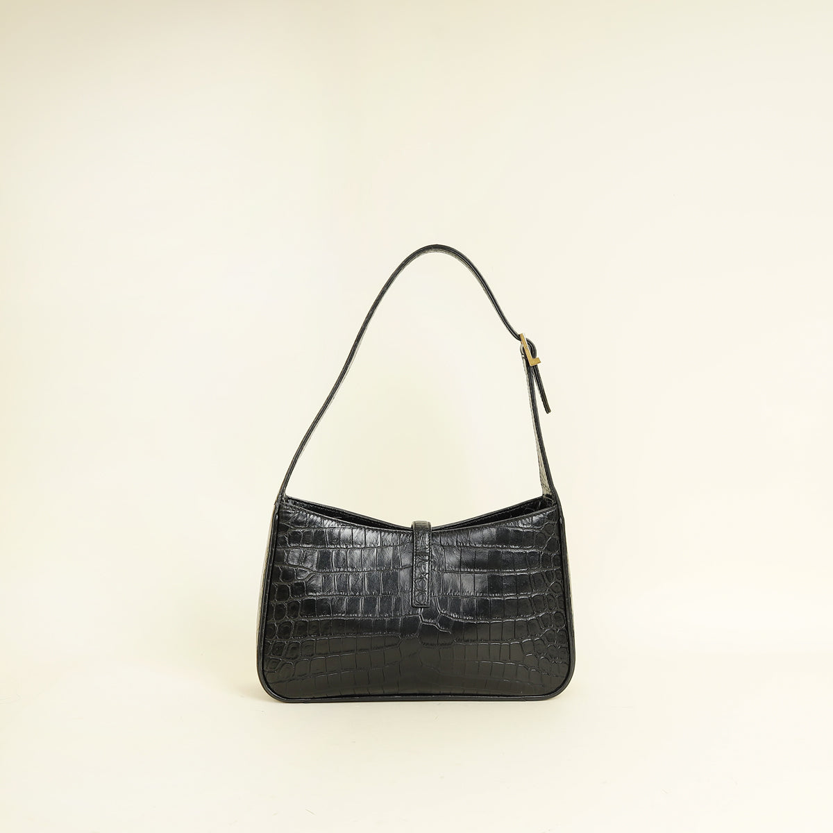 YSL Black Le 5 A 7 Croco Embossed Bag