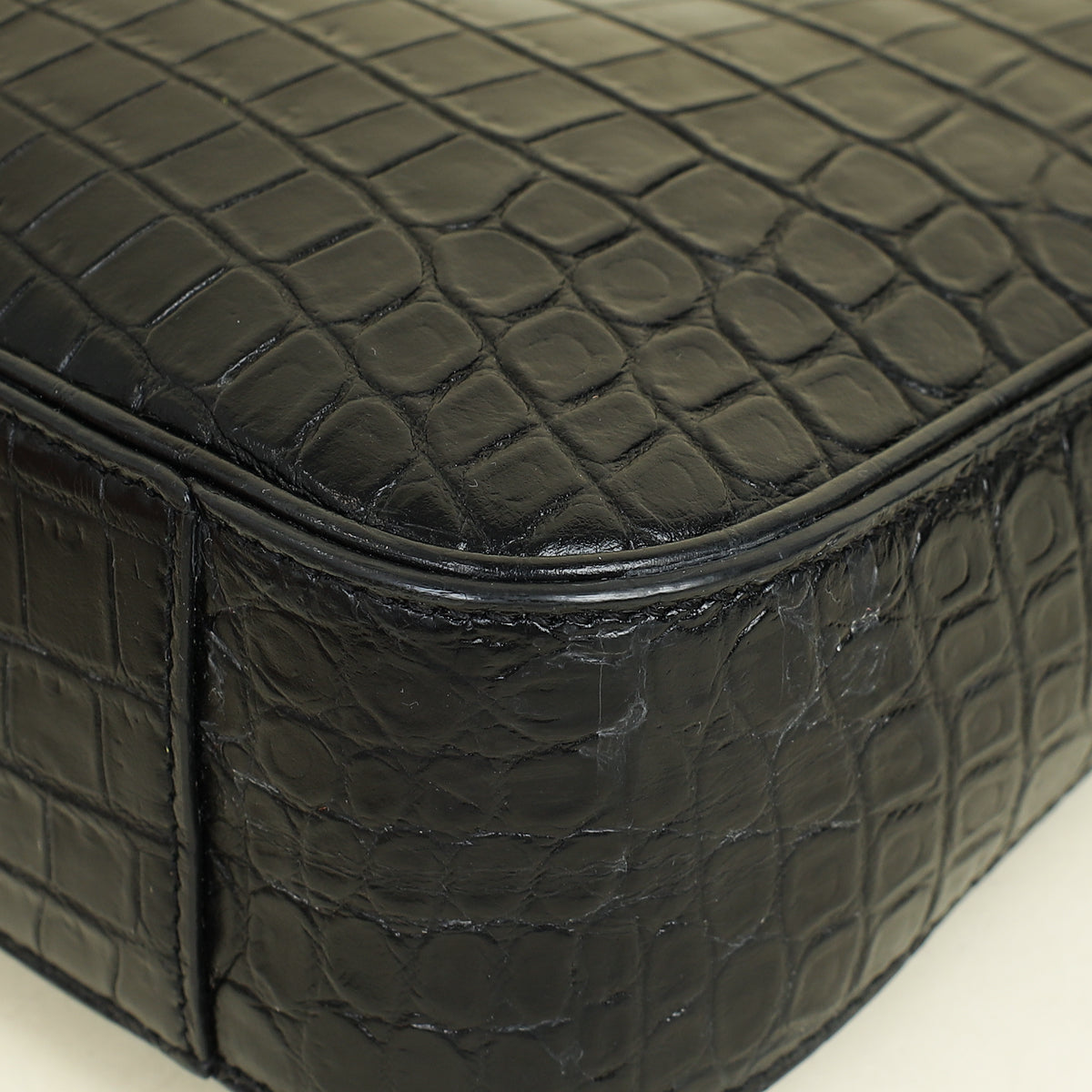YSL Black Le 5 A 7 Croco Embossed Bag