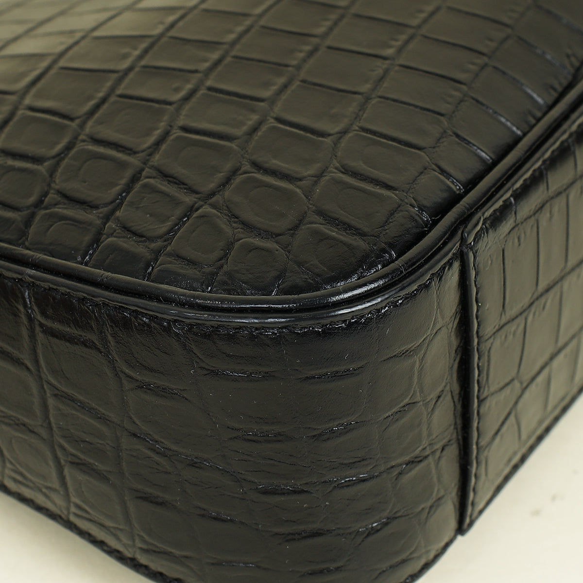 YSL Black Le 5 A 7 Croco Embossed Bag