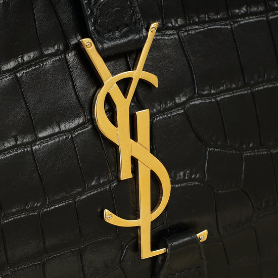 YSL Black Le 5 A 7 Croco Embossed Bag