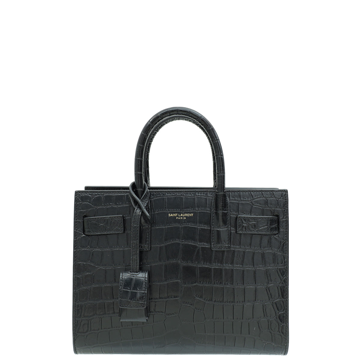 YSL Black Croco Embossed Sac De Jour Nano Bag-YSL-THE CLOSET