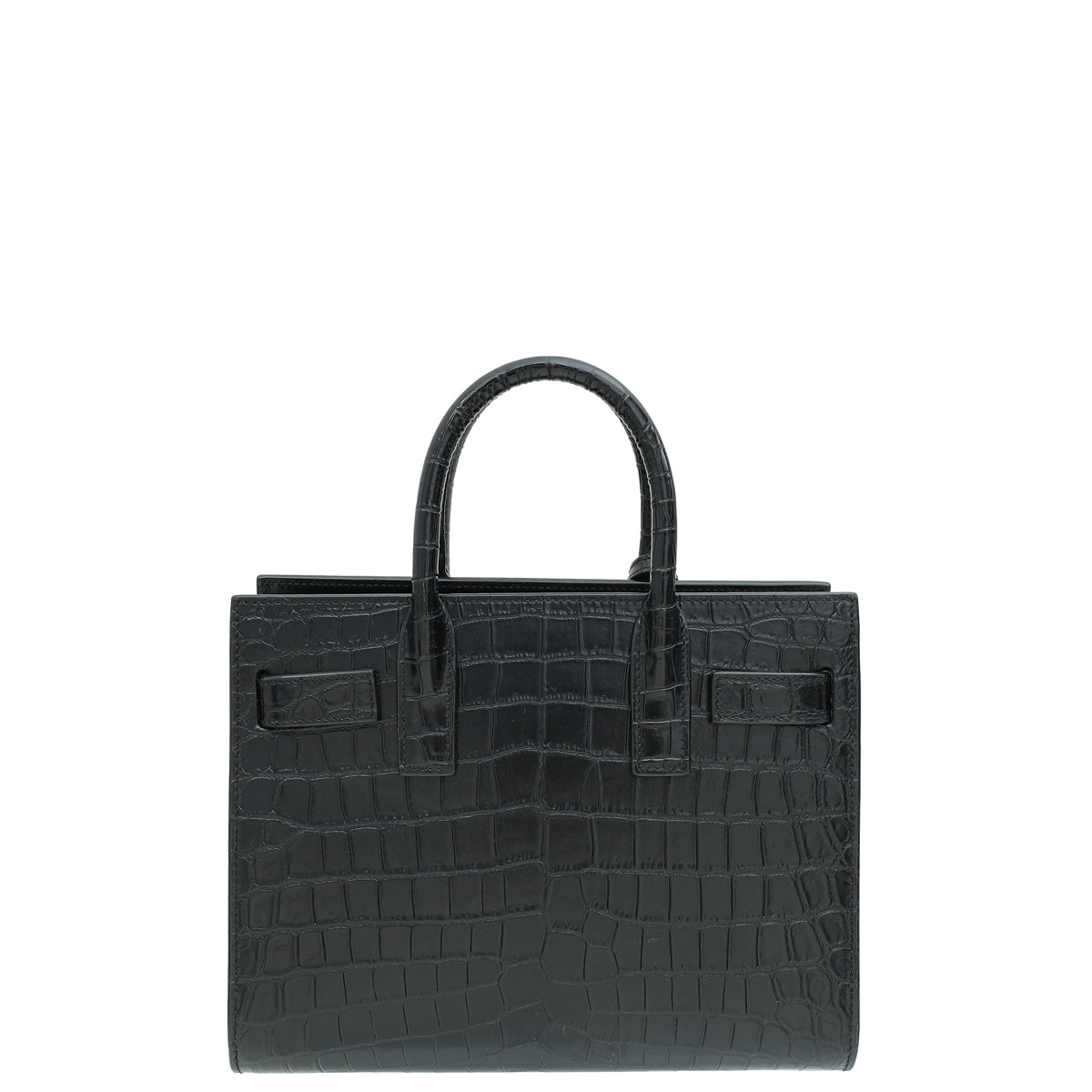 YSL Black Croco Embossed Sac De Jour Nano Bag