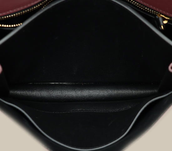 YSL Burgundy Cassandra Medium Flap Shoulder Bag-YSL-THE CLOSET