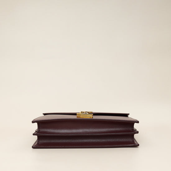 YSL Burgundy Cassandra Medium Flap Shoulder Bag-YSL-THE CLOSET