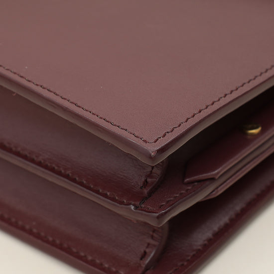 YSL Burgundy Cassandra Medium Flap Shoulder Bag-YSL-THE CLOSET