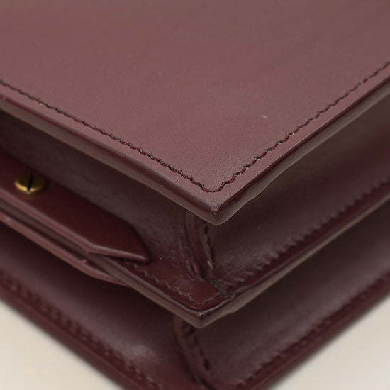 YSL Burgundy Cassandra Medium Flap Shoulder Bag-YSL-THE CLOSET