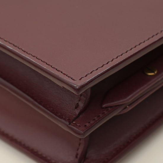 YSL Burgundy Cassandra Medium Flap Shoulder Bag-YSL-THE CLOSET