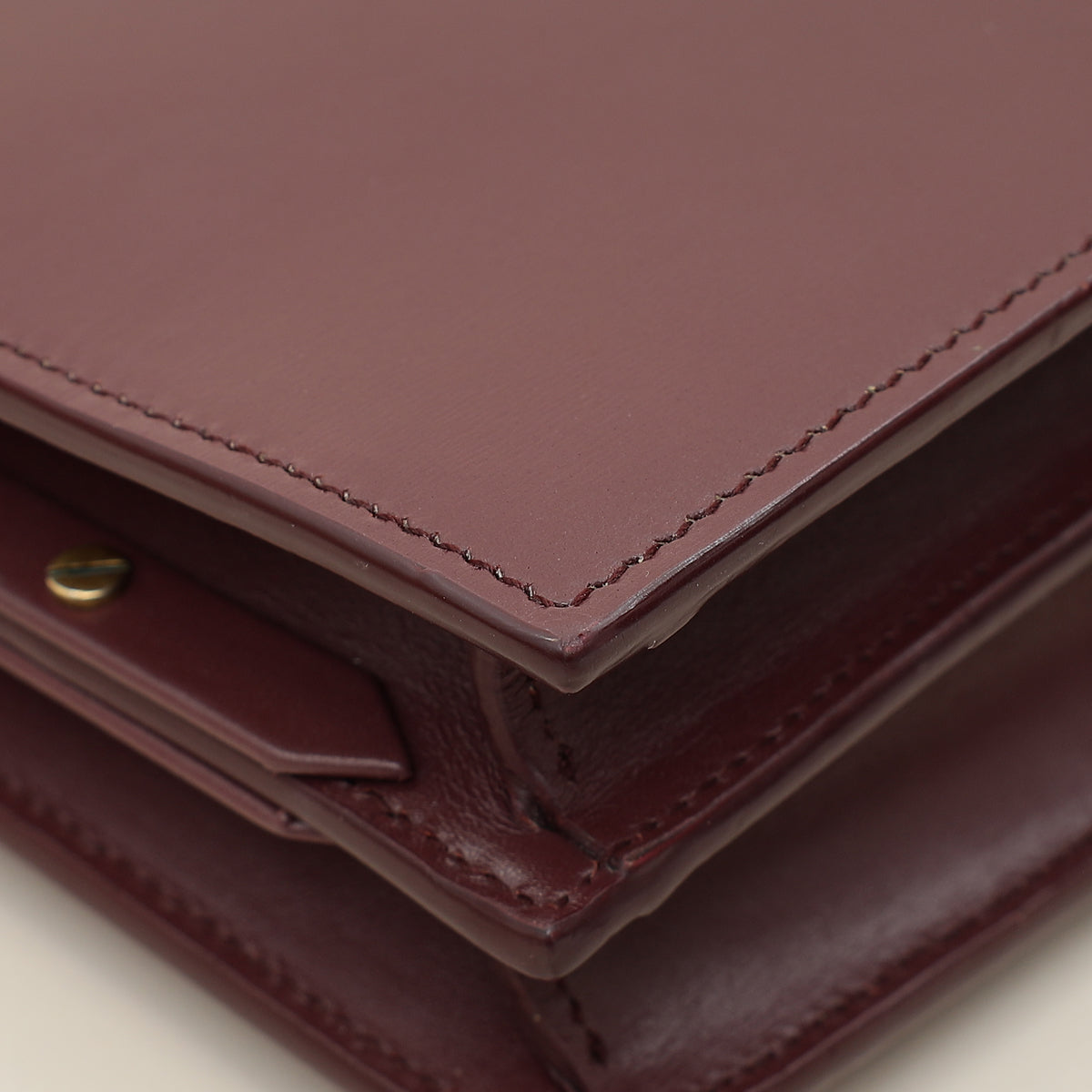 YSL Burgundy Cassandra Medium Flap Shoulder Bag-YSL-THE CLOSET