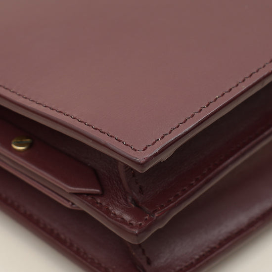 YSL Burgundy Cassandra Medium Flap Shoulder Bag-YSL-THE CLOSET