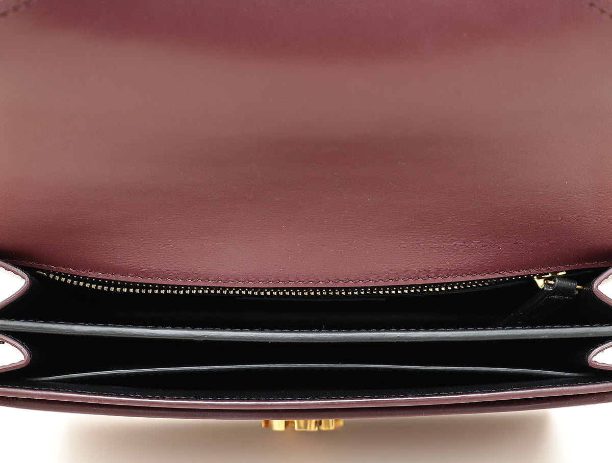 YSL Burgundy Cassandra Medium Flap Shoulder Bag-YSL-THE CLOSET