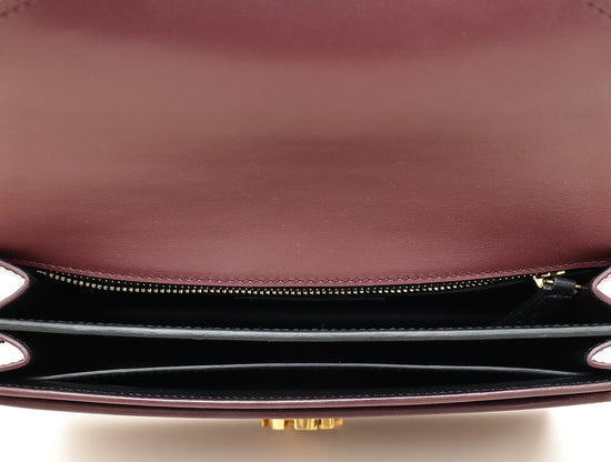 YSL Burgundy Cassandra Medium Flap Shoulder Bag-YSL-THE CLOSET