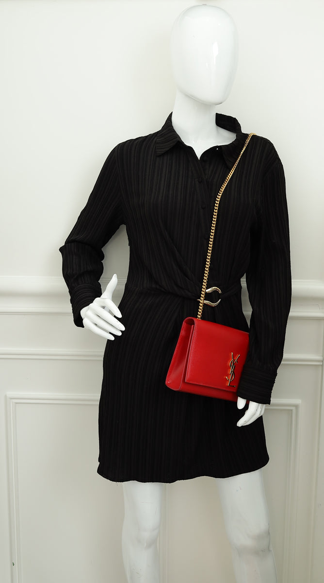 YSL Red Monogram Kate Medium Flap Shoulder Bag-YSL-THE CLOSET