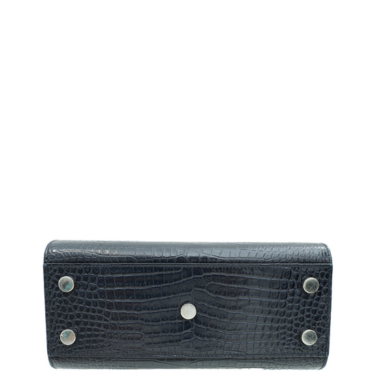 YSL Indigo Blue Sac De Jour Nano Croco Embossed Bag-YSL-THE CLOSET